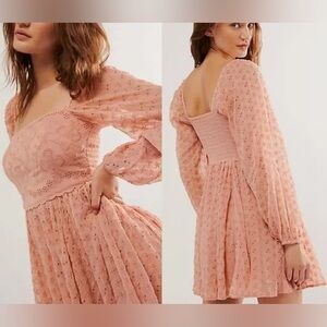 NWOT Free People, Malina Mini Dress, XS in Pink
